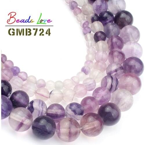 Natural AAA Purple Fluorite Stone 4 6 8 10mm 15'' Round Beads For Jewelry Making Diy Bracelet Necklace Wholesale Crystal Perles