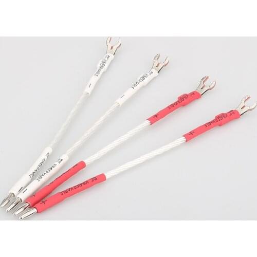 New Audiocrast 8AG Silver Plated JUMPER LINKS Performance Speaker Cable 4 x 20cm Banana Plugs - Spades