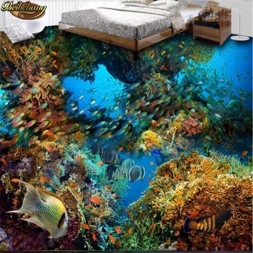 Beibehang Custom Photo Wallpaper Floor Paint Underwater World 3D Art Flooring wall papers home decor papel de parede Wall paper