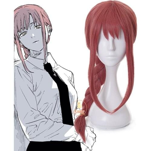 Anime Chainsaw Man Makima Cosplay Wig Long Light Red Braid Heat-resistant Fiber Hair + Wig Cap Halloween Carnival Party Wig