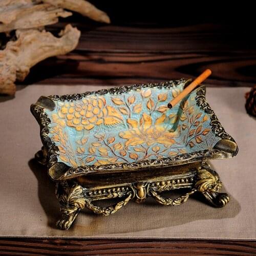 European Southeast Asian Style Ashtray Neoclassical Retro-antique Old-fashioned Ashtray Manual Engraving Effect Atmospheric Asht