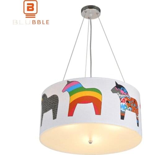 BLUBBLE Rainbow Horse Pendant Light Cartoon Animal Pendant Lamp Children Cozy Modern Pendant Lights AC 90-260V Bedroom Hanglamp