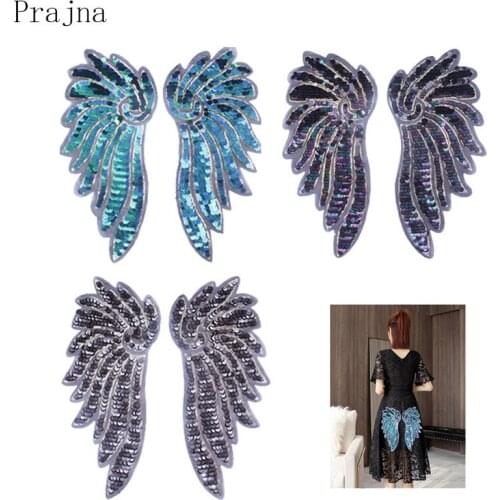 Prajna Beautiful Angel Wings Patch Sequins Devil Wings Patches Sew On Patches Handmade DIY Appliques For Clothing Washable Decor