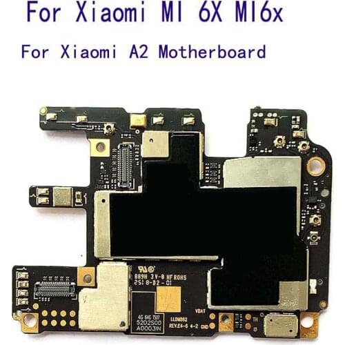 Unlocked Original For Xiaomi A2 Motherboard 4GB+64GB For Xiaomi MI 6X MI6x Logic Board Mainboard Android System Chips Circuits