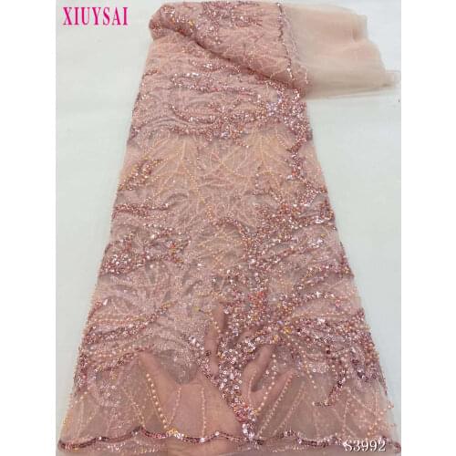 Luxury Sequence lace fabric 2020 fashion African french tulle lace fabric high quality bridal Nigerian sequins organza mesh lace