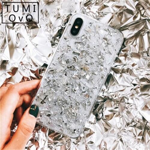 Luxury Silver Foil Soft Silicon Case For iPhone 6 6s 7 8 Plus Back Phone TPU For iPhone X Xr Xs Max Glitter Bling Coque