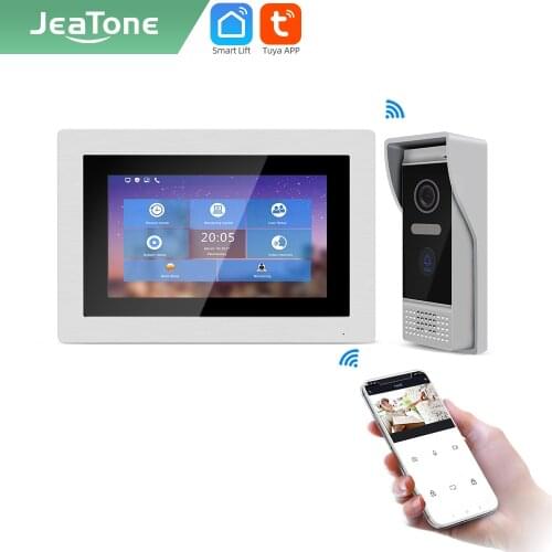 Jeatone Tuya smart 7 inch WIFI Remote Video intercom control wired Video door phone doorbell home security door entry system AH