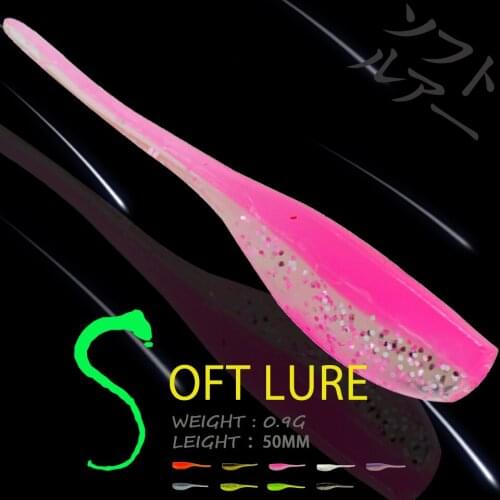 WALK FISH 20PCS/Lot 50mm/0.9g Soft Lure Tip Tail Lure Silicone Bionic Soft Worm Baits Artificial Baits Winter Sea Fishing Tackle