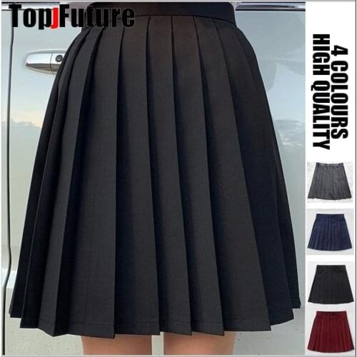 Japanese School Uniforms WOMEN Girls Solid Color Pleated JK Suit Black Navy GREY High School Student Girls Academy Style Skirt