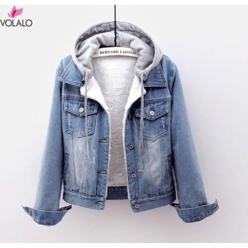 2020 Autumn Winter Women Casual Denim Fleece Coat Woman Long Sleeve Jean Jacket Women Coats and Jackets