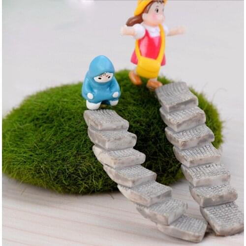 1pc Ladder Stairs Figure decorative mini fairy garden cartoon Building statue jardin miniature Moss ornaments resin craft TNB026