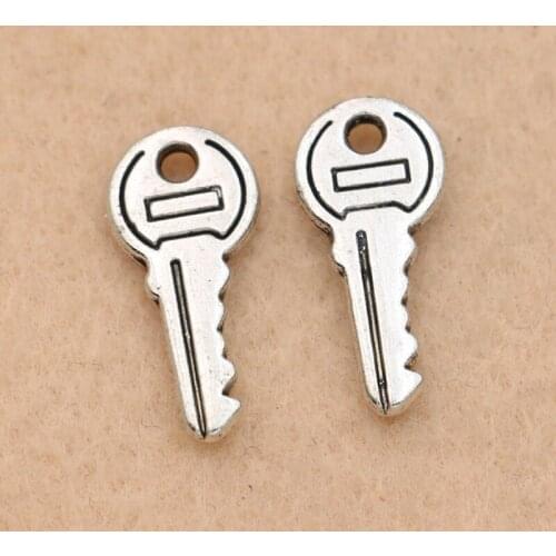 10pcs Antique Silver Plated Key Charms Pendants Jewelry Diy Jewelry Making Bracelet Findings Craft 19.5x9mm