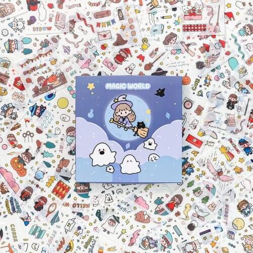 100sheets/set Kawaii Girl Magic World Series Decorative Stationary Stickers Diary Planner Cute Stickers Gift Box School Supplies