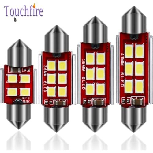 100Pcs C5W Festoon 31 36 39 41mm Canbus Car Bulb LED 3030 6smd Dome Map Reading License Plate Interior Light Auto Lamp White