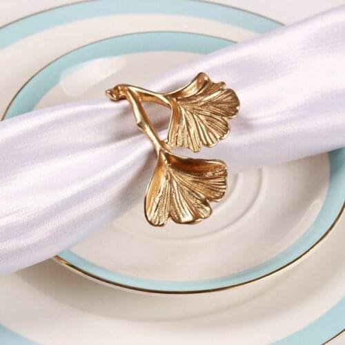 12Pcs Golden Gingko Leaf Napkin Ring Napkin Buckle Wedding Hotel Decoration Napkin Ring