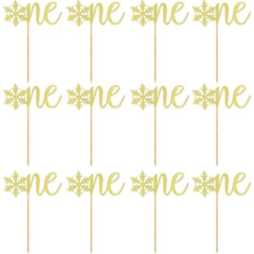 12x Golden ONE Cake Topper Cake Insert Card Wedding Cake Embellishments