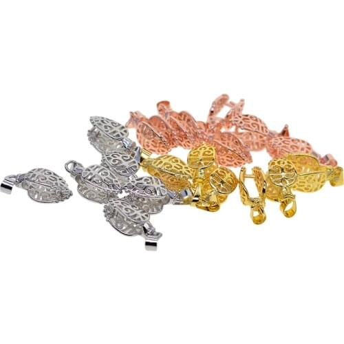18 Piece 3 Colors Brass Filigree Necklace Pendant Dangle Charms Pinch Bails Clasp Clip Jewelry Making Findings Connectors