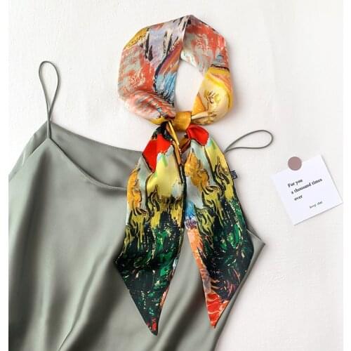 2021 Spring Autumn Kerchief Small Silk Neck Scarf For Women Hijab Scarfs Female Shawls Wraps Scarves Hair Bandana Foulard