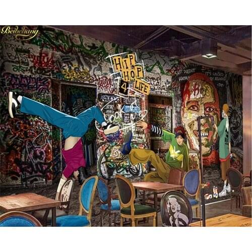 Beibehang Custom Photo Wall paper Mural Europe Graffiti Hip-Hop Rock Bar Music KTV Wall 3D wallpapers for living room
