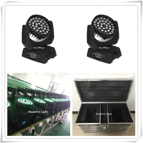4PCS+RoadCase) 36x10W RGBW 4IN1 Led Zoom Moving Head Wash Lyre DMX512 Effect Lights Professional