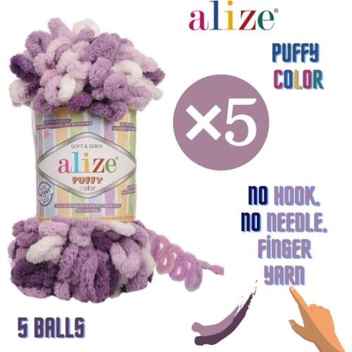 5 Balls Alize Puffy Color, Amigurumi Yarn, Blanket Yarn, Baby Yarn, Velvet Yarn, Bulky Yarn, No Hook, No Needle, Finger Yarn