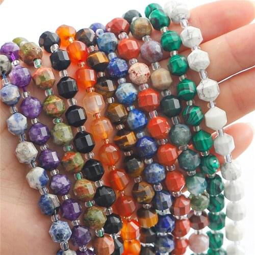 8/10mm Top Quality Faceted Gemstone Beads Natural Stone Beads 15inch For DIY Making Bracelet Necklace Jewelry Accessories