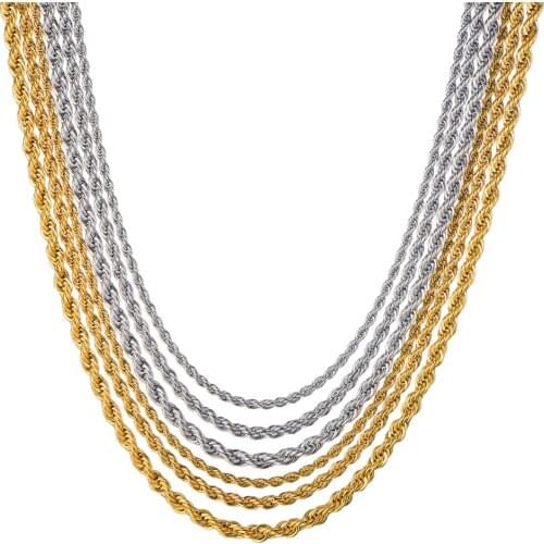 WT-BFN008 Optional 24" Inch Stainless Steel Twist Chain Twisted Rope Chain For Women Fashion Necklace Findings