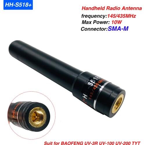 HH-S518+ SMA-M Male High Gain Antenna 10w Dual band Two Way Radio Short Antenna 144/430MHz for BAOFENG UV-3R UV-100 UV-200 TYT