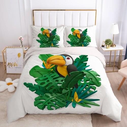 2/3pcs Duvet cover set pillow case Bedding set Queen King Euro Bed linens 220x240 140x200 240x260 Bed set Eastey nordic parrot