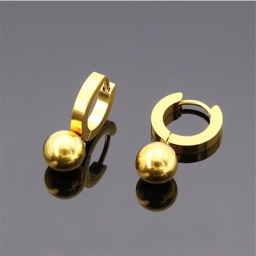 Korean Fashion Modern Womens Earrings Round Gold Ball Stainless Steel Jewelry Esrring Men With Sphere Trend Earring Accesories