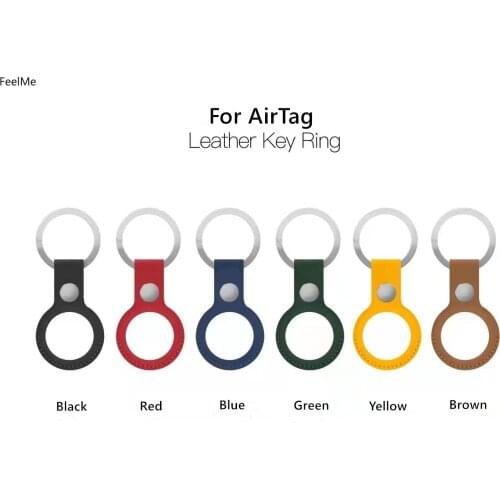 Leather Protective Case for Apple AirTags Loop for Air Tags Location Tracker Ring Buckle AirTag Leather Keychain