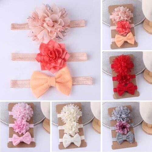 3Pcs/Set Lace Flower Baby Headband Elastic Kids Girl Headbands Turban Bows Hair Bands For Girls Haarband Baby Hair Accessories