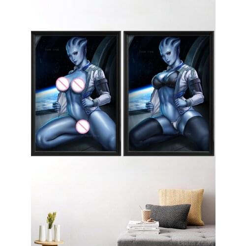 Liara Cartoon Video Game Sexy Nude Girl Anime Mass Effect Art-Poster Custom Picture Decoration Decor Wall Silk Prints