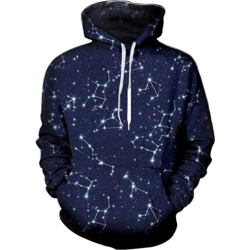 UJWI 3D Sweatshirt Men Print Galaxy Space Flashlight Hooded Hoodies Blue Fashion Boy Regular Pullovers Sportwear Coat Dropship