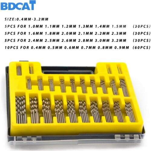 BDCAT 150Pcs 0.4-3.2mm HSS Mini Twist Drill Bit Kit Set Precision Micro Twist Drill for Crafts Jewelry Drill Bit Set Power Tools