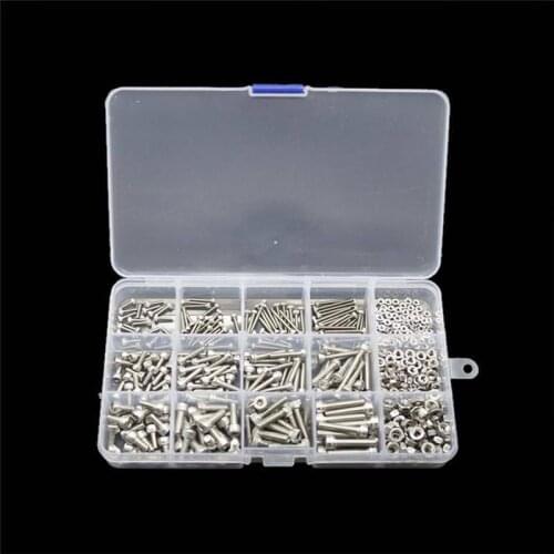 M2 M3 M4 480pcs Screws Set With Storage Box Stainless Steel Hex Socket Head Cap Screw Nut Kit nail Set for Repair Computer