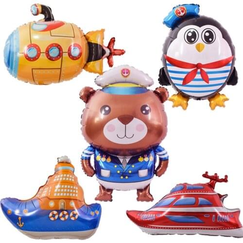 New great nautical era aluminum film balloon Captain Penguin Captain Harry Bear Balloon Sea Paradise Party Decoration Balloon