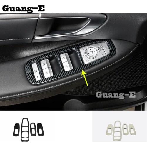 Car Stainless Steel Door Window Glass Switch Panel Cover Trim Lift Frame Armrest Handrail For Hyundai Sonata 10Th DN8 2020 2021