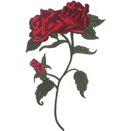 Couple Buds Big Rose FlowerBranch Applique , Blooming Buds Of Embroidery For Iron On, Diy Style