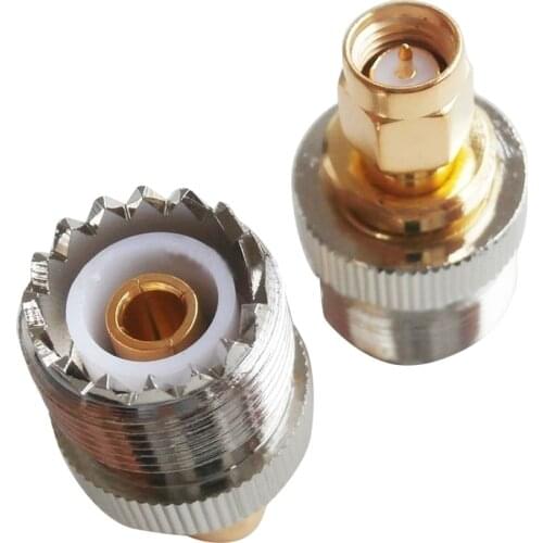 2x SMA Male to UHF Female SO239 SO-239 Jumper Plug RF Adapter Connect PL-259 Gold