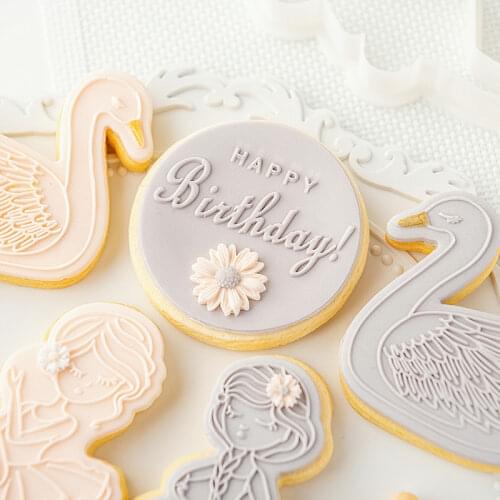 Fondant Cake Ballet Girl Embosser Cutter DIY Acrylic Swan Sugar Craft Press Biscuit Mould Happy Birthday Baking Decoration Tool
