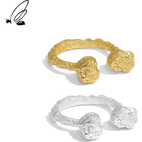 SSTEEL 925 Sterling Silver Open Ring Design Double Bone Texture Gift For Womens Gold Rings Party 2021 Trend Fine Jewellery