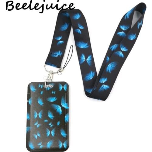 Blue Monarch Butterfly Lanyard Neck Strap Art Anime Fashion Lanyards Bus ID Name Work Card Holder Accessories Decorations Kids