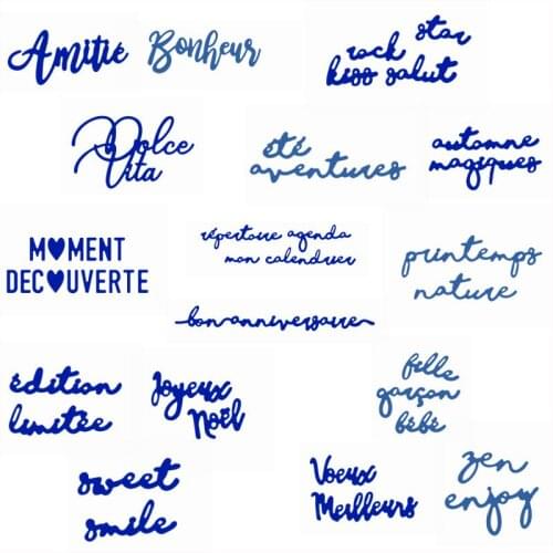 Mixed French Words Alphabet of Moment Decouverte Metal Cutting Dies Scrapbooking Craft Cards Stencils Embossing Paper New Dies