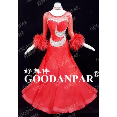Modern Waltz Tango Ballroom Dance Dress standard dancing dress for competition ballroom dancing gown colour Red customization