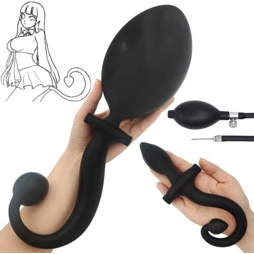 Super Huge Inflatable BDSM Dog Tail Anal Plug Male Prostate Massager Anus Expander Butt Dilator Big Dildo Pump Sex Toy Women Man