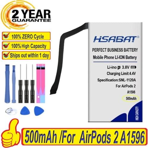 Top Brand 100% New 500mAh 020-00098 Battery for Airpods 1 2 1st 2nd Wireless Charge A1596 Batteries + free tools