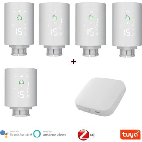 Tuya ZigBee 3.0 Smart Thermostat Valve Wifi Radiator Actuator Radiator+Gateway Kit Temperature Controller Voice Control Alex