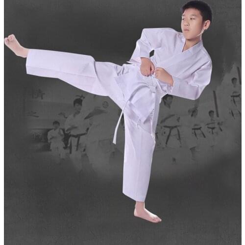 Karate Uniform White Taekwondo Uniform Suit With Belt Elastic Waistband For Kids Sports Training Fitness Gym Taekwondo Equipment