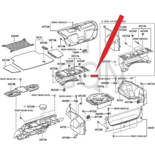 Rope hook assembly 2005-Toy ota CRO WN rear luggage case rope hook tail door fixing bracket strut base buckle pull rope screw